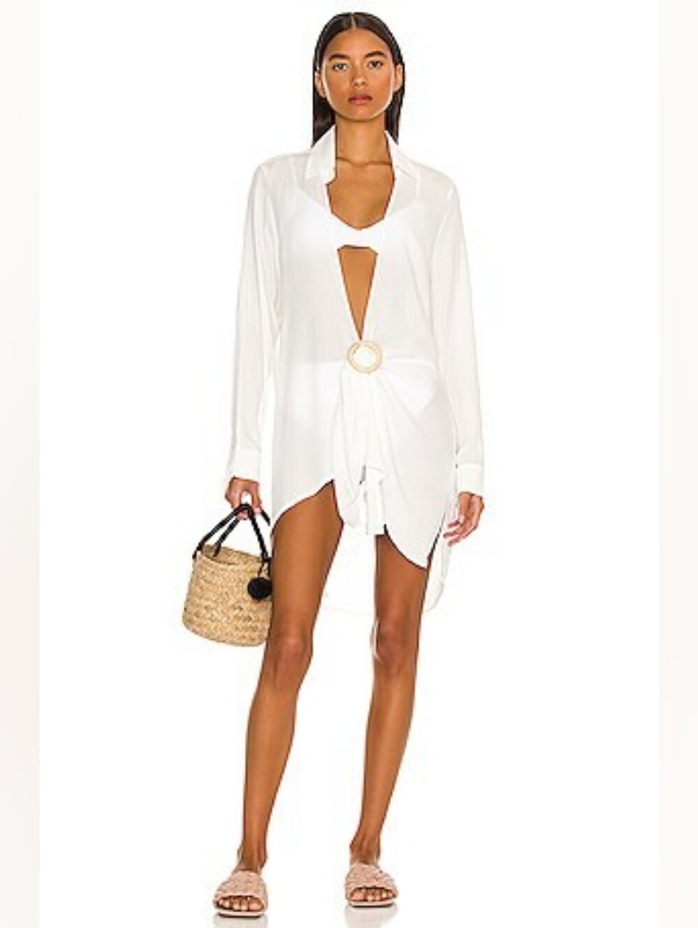 PQ MILLIE Tie-Front Women’s Beach Cover-Up Shirt Dress